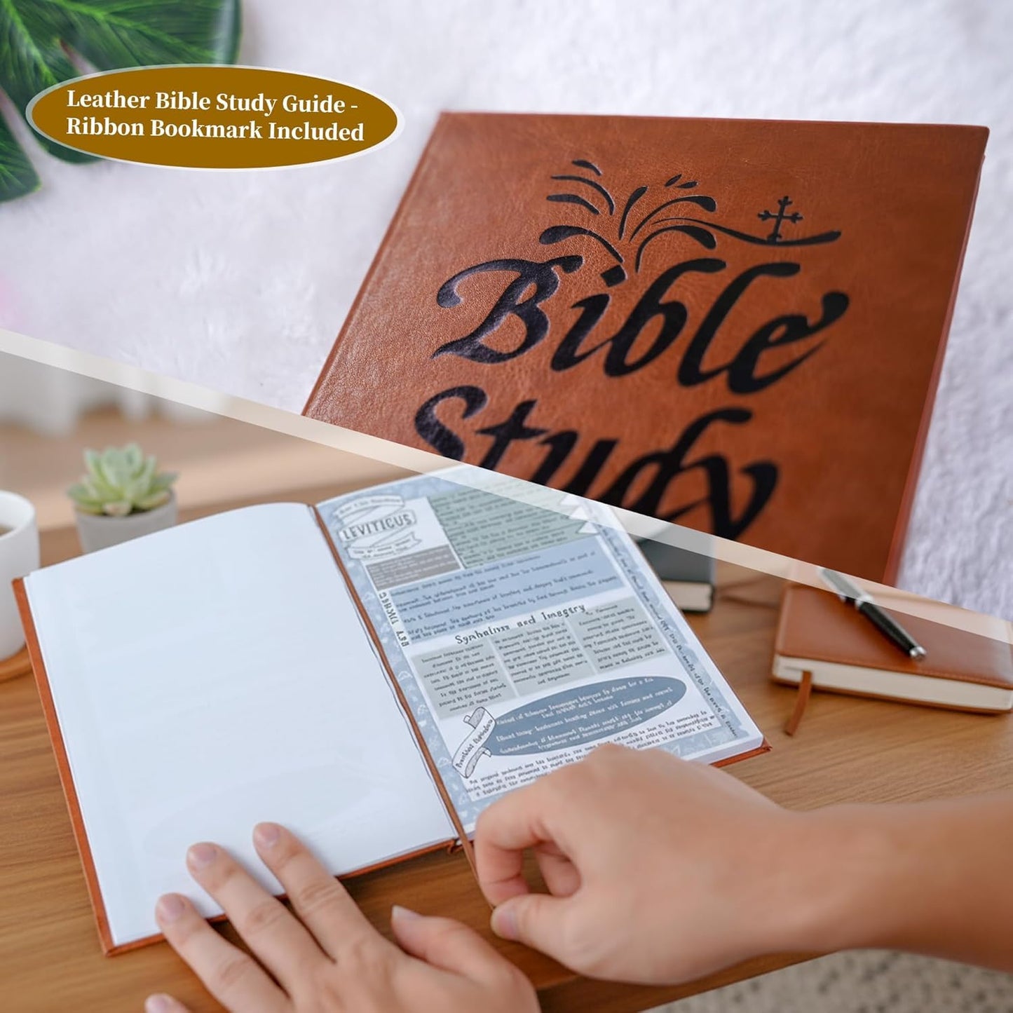 Bible Study Guide for Women - 66 Page Daily Devotional Journal Book - 2026 Bible Study Journals Planner Leather - Scripture Summaries & Daily Reflections - Christian Gift Ideas for Beginners, Men