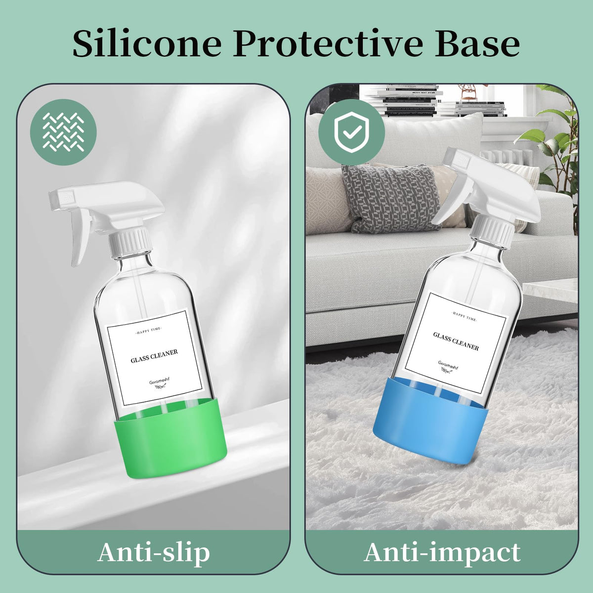 2 Pack Glass Spray Bottles with Silicone Sleeve (2 Count)