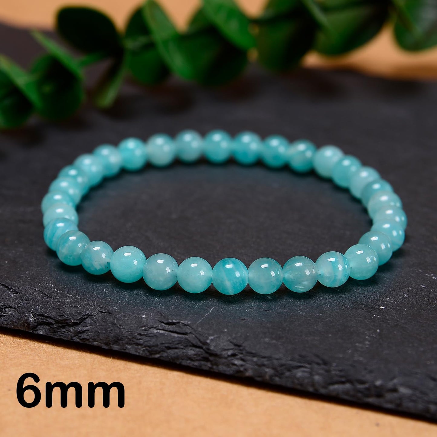 CHCCOYE 6mm Natural Healing Gemstone Bracelet Handmade Yoga Stretch Elastic Bracelet Stress Relief Crystal Jewelry for Men and Women (6mm Grade A Amazonite)