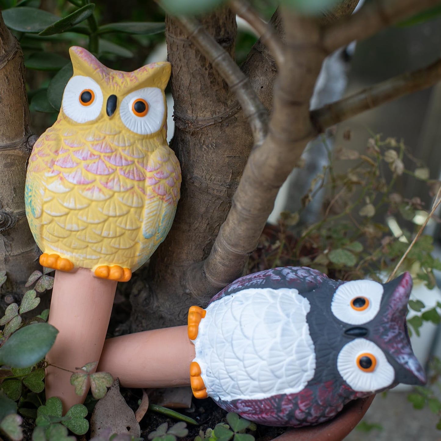 HORTICAN Owl Shaped Self-Watering Spikes - Effortless Plant Care for Your Garden, Whimsical and Charming Design for Indoor and Outdoor Plants, Keep Your Plants Hydrated While on Vacation