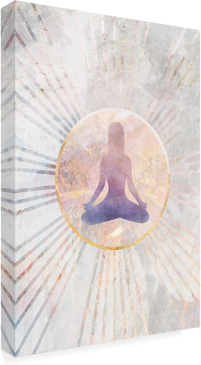 Trademark Fine Art Canvas Wall Art - Sarah Manovski 'Marble Yoga Sun Rays' Wall Art for Living Room, Bedroom, or Office Décor