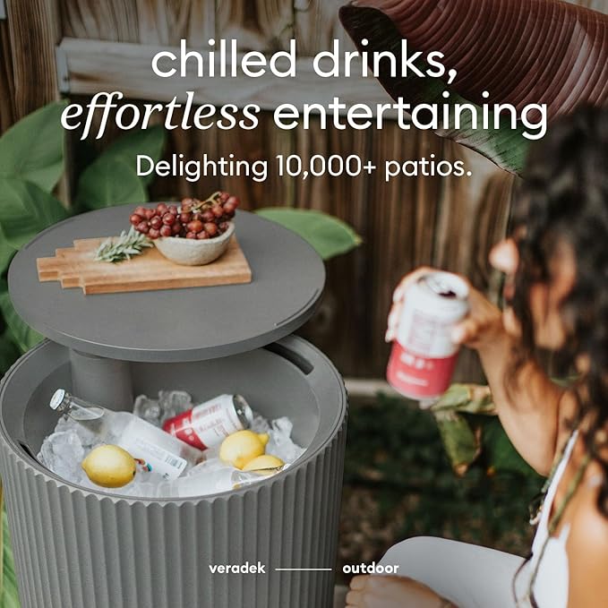 Veradek Outdoor Cooler Side Table - 2 in 1 - Designed for use as Outdoor Side Table, Patio Decor and Ice Chest