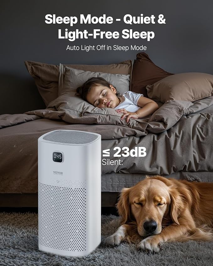 VEVOR Air Purifier, H13 HEPA Layer, 2018 ft²/h Smart Air Purifier with Speed Control & Child Lock Guard, Efficient Air Cleaner with Convenient Touch Panel & 23 dB Sleep Mode, Fit for Home & Office