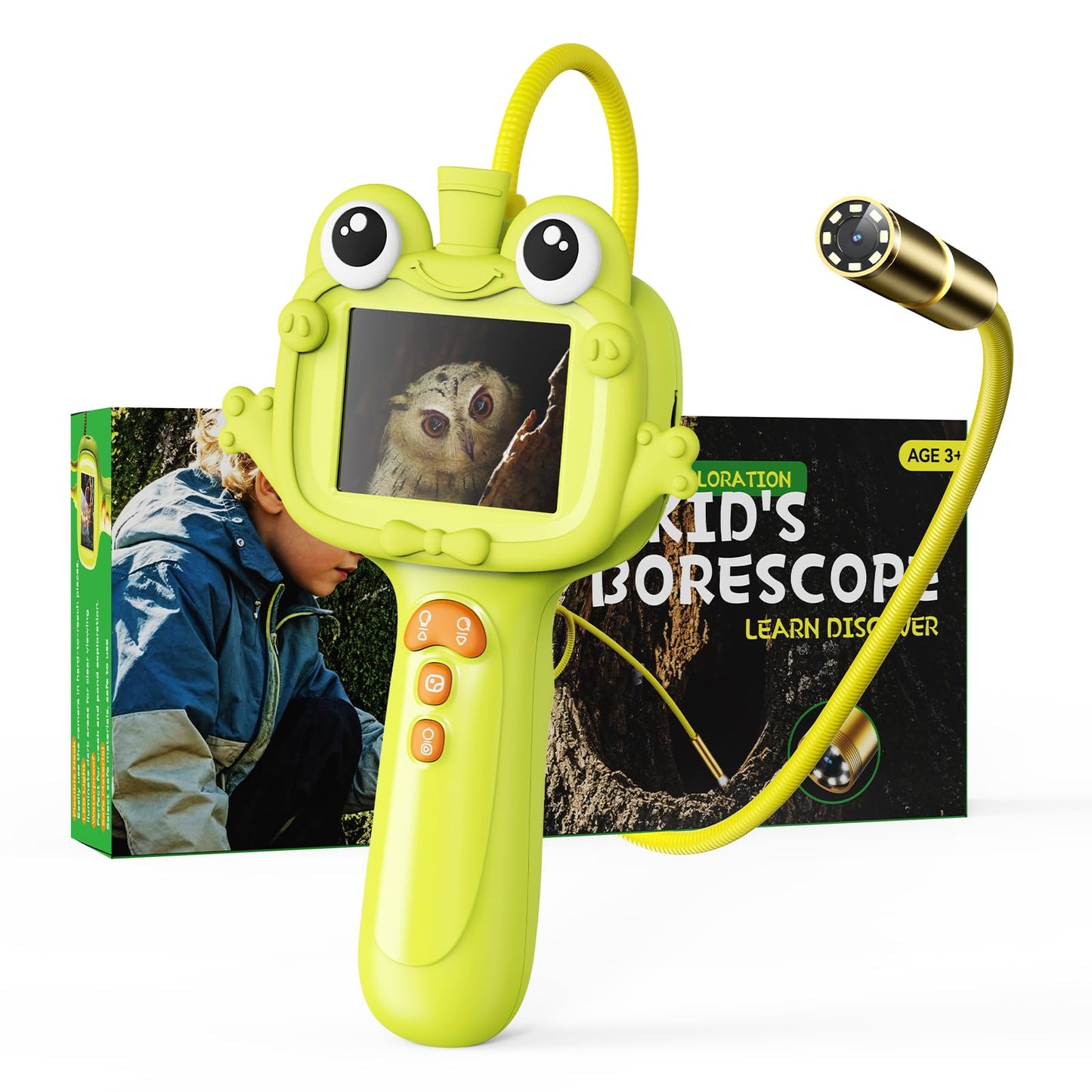 Kids Borescope Borescope Camera Toy with Light for Kids - STEM Science Educational Toy for 4 5 6 7 8 9 10 Years Old Boys Girls Birthday Gift, Snake Scope Camera for Outdoor Camping Nature Exploration
