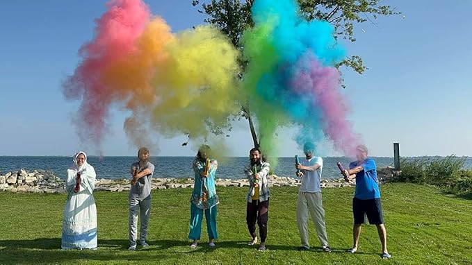 Green Powder Cannons Smoke Bombs Biodegradable Poppers | 2 Pack | Launch 25 ft Far | 12 inch | Decorations For Photoshoots, Gender Reveal, Celebrations, Festivals, and Parties | TUR Party Supplies