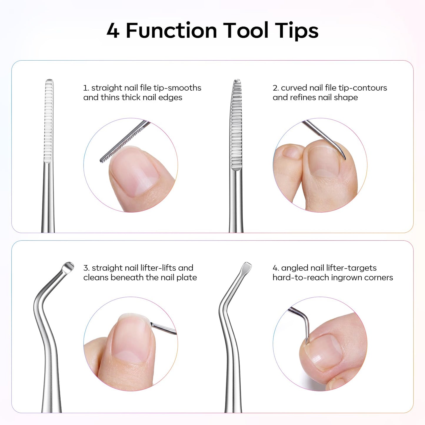 FAMILIFE Stainless Steel Pedicure Kit with Ingrown Nail Lifters, Precision File & Clipper, Multi-Use Cuticle Nippers and Trimmer for Home Foot Grooming and Correction