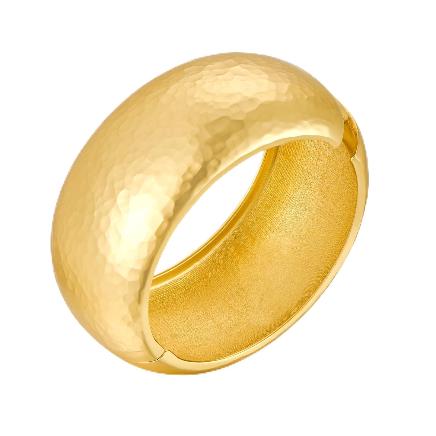 SHANTYSON Handmade Hammered Golden Bracelet for Women - Chunky Textured Cuff Bangle, Gold Plated Vintage Jewelry, Daily Wear & Gift Option