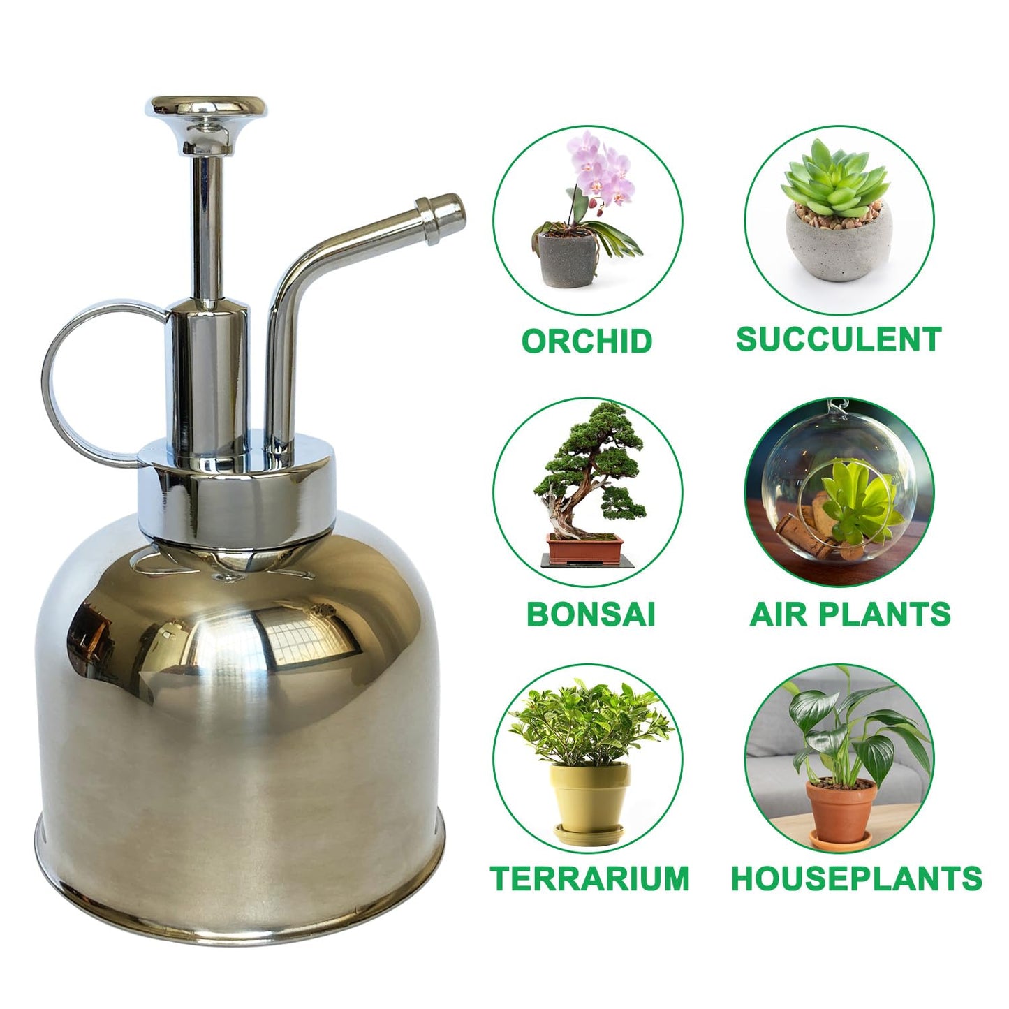 Lianshi Stainless Steel Plant Sprayer, Small Watering Can for Indoor Potted Plants