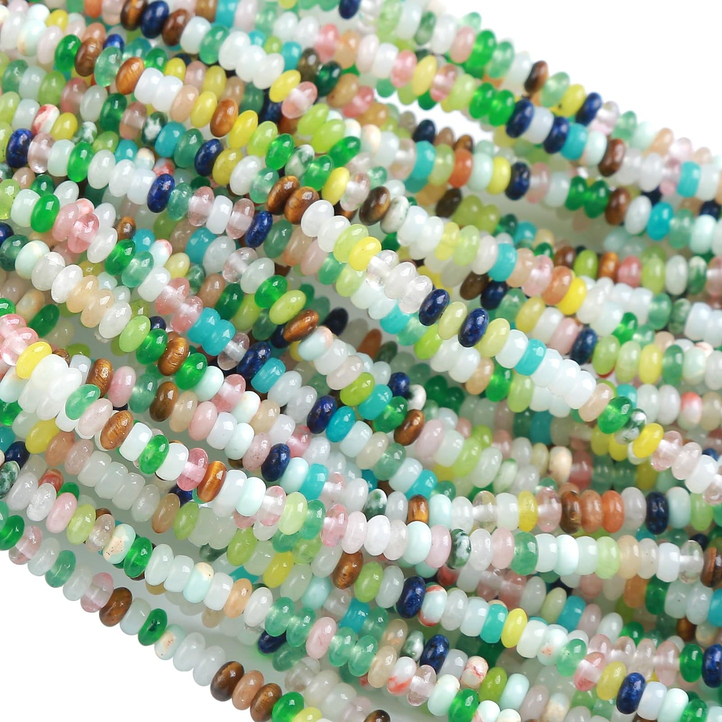 ZXYMLZI 150PCS 2x4mm Colorful Stone Rondelle Beads for DIY Jewelry Making