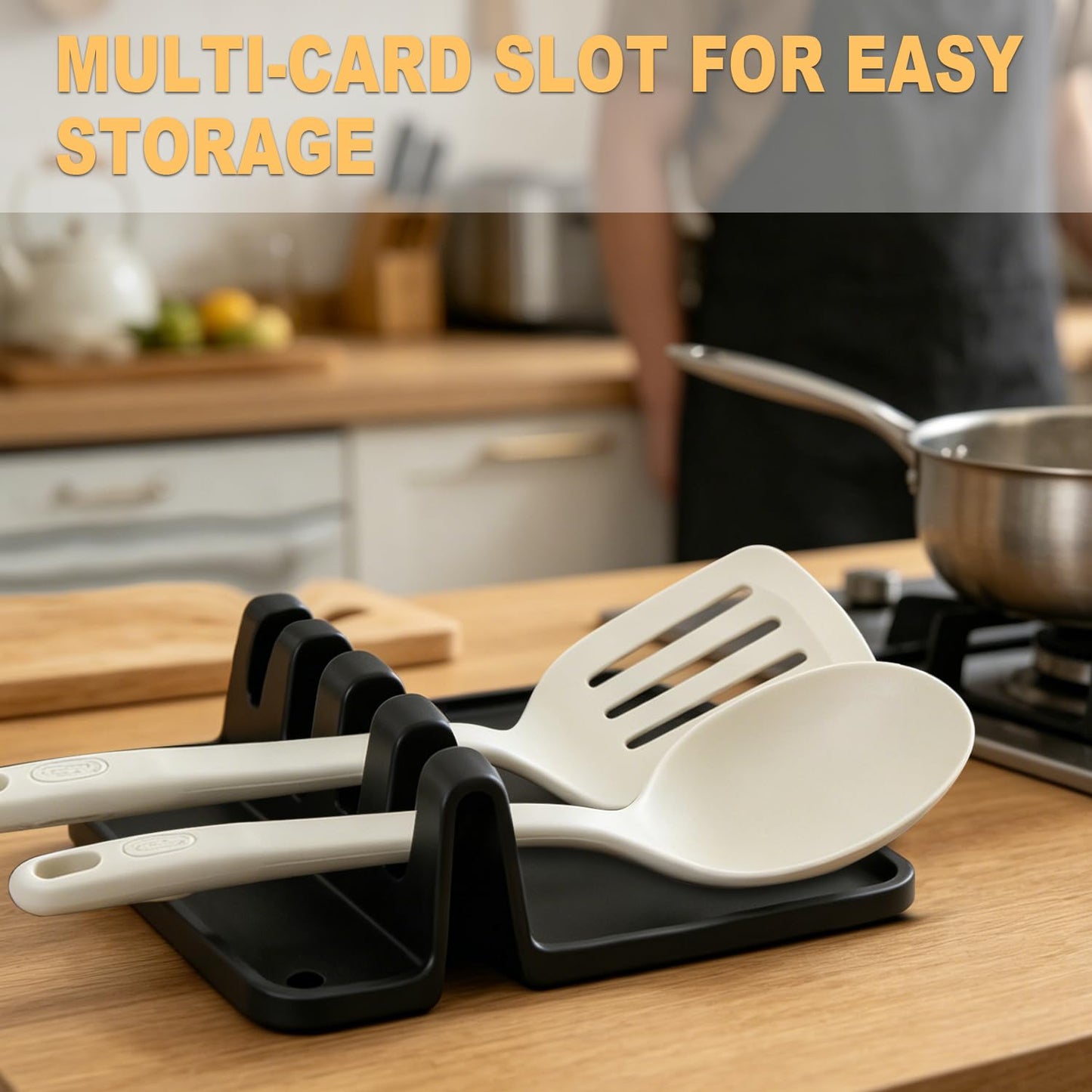 Kitchen Spoon Kitchen Gadget Holder for Ladles Rest Spoon Holder for Stove Top Black 3 Pcs (3, Black)