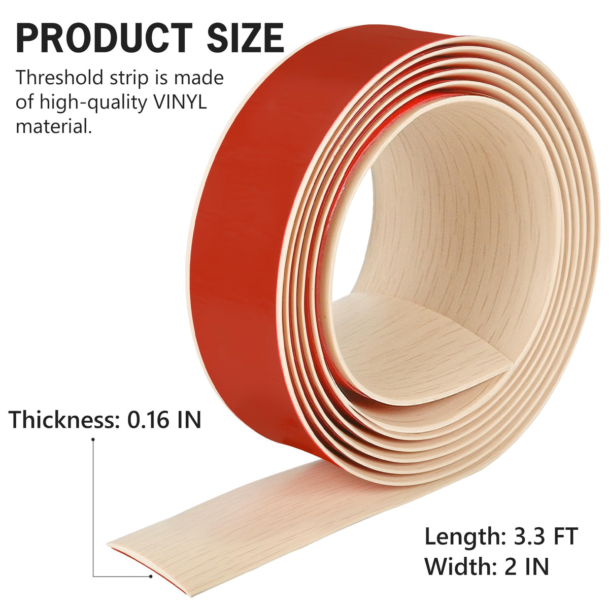 3.3Ft Floor Transition Strip Self Adhesive Vinyl Cover Floor Strip Flat Divider Transition Strip Wood Grain Design for Laminate Floor Gaps and Doorway Transitions