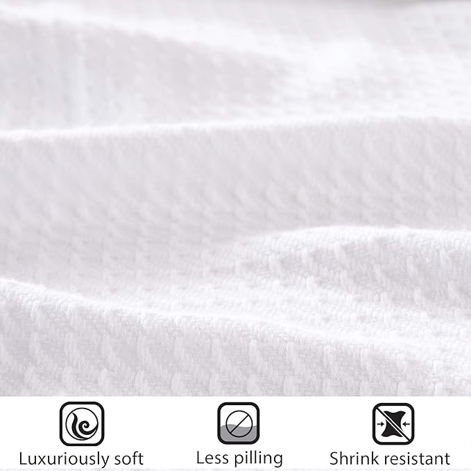 Madison Park Egyptian Cotton Luxury Blanket White 90x90 Full/Queen Size Knit Premium Soft Cozy 100% Cerified Egyptian Cotton For Bed, Couch or Sofa