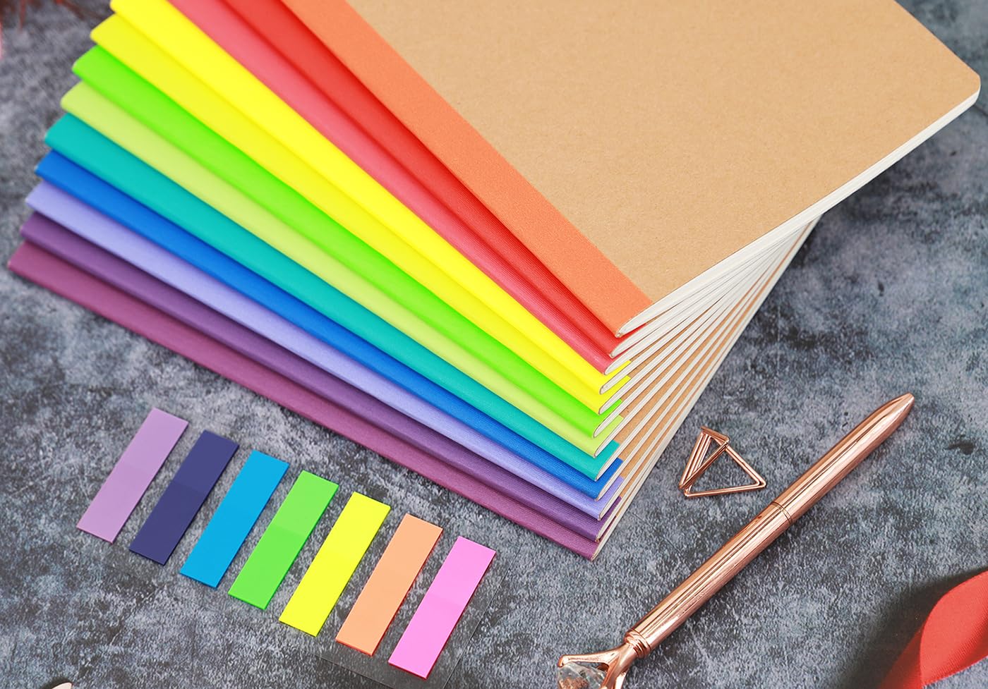Zegrox 12 Pack A5 Kraft Notebooks, 60 Blank Pages Travel Journal Bulk, Soft Cover Notebooks for Women Girls Students, Making Plans Writing Memos Office School Supplies, 8.3 X 5.5 in