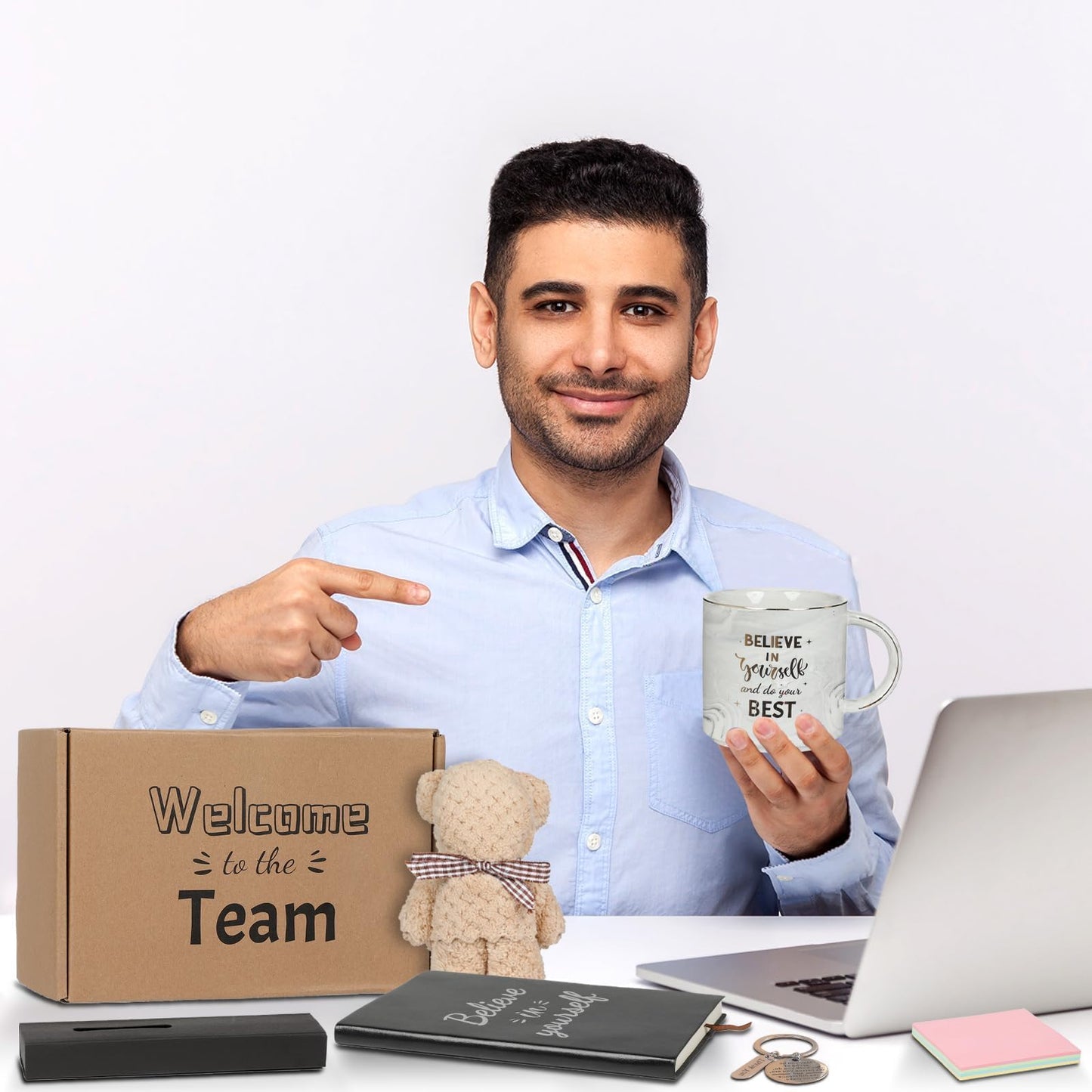New Employee Welcome To The Team Gift Sets Employee Appreciation Gift Sets Includes Coffee Mug Greeting Card Key Chain Multifunctional Pen Notebook Note Towel Appreciation Christmas Gifts for Worker