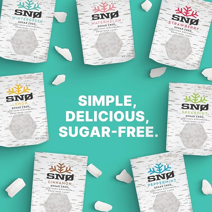 Wintergreen KETO Xylitol Candy Chips - SNØ 1.5oz Tin - Sugar-Free Candy With Only 2 Ingredients | Low Carbs, Diabetic-Friendly, Non-GMO, Vegan, GF & Kosher | Purest candy in the world!