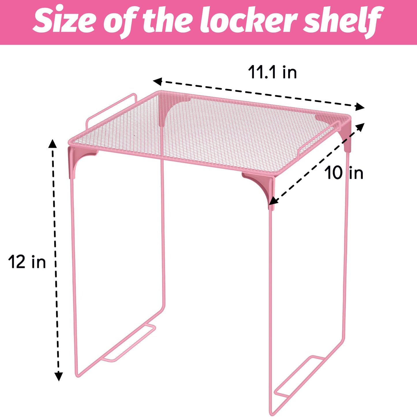 School Locker Organizer, Pink to School Essentials Locker Accessories for Girls, Locker Set Includes Locker Shelf, Locker Mirror, Whiteboard (Pink)