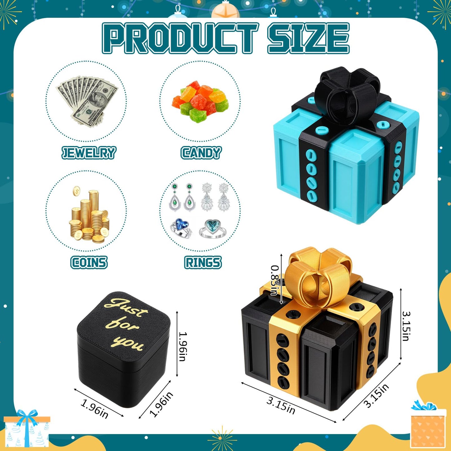 Novabright 2 Pack Annoying Present Box with Finger Annoying Gift Box with Screws Gifts Prank Boxes Novelty Hilarious Money Card Container for Party Birthday Wrapping
