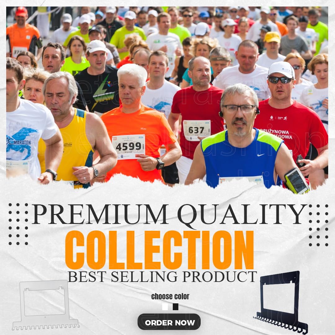 Lapetale Fashion White Race bib and Medal Display,Marathon Medal Display and Runner Medal Hanger Display,Bib Running Medal Display, Running Medal Hanger Display,Medal Holder for Wall