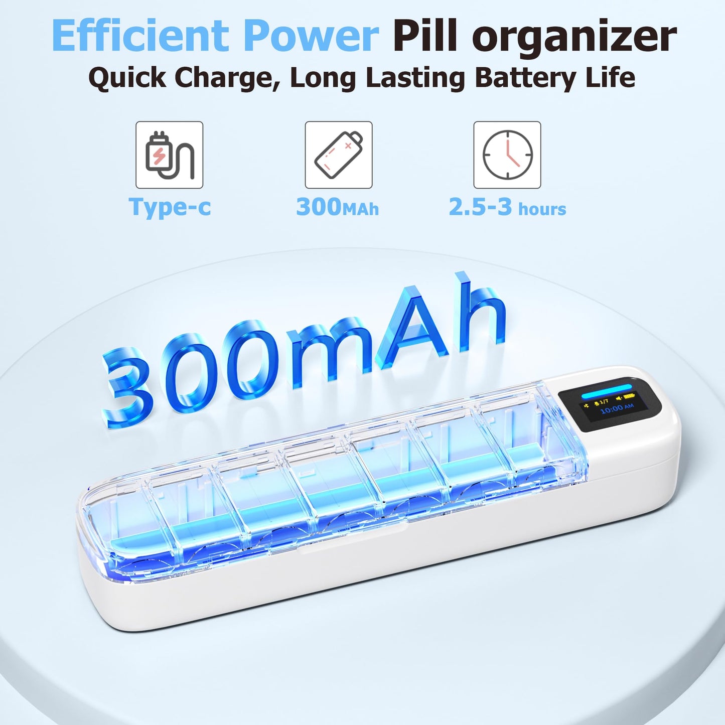 Daviky Smart Pill Organizer with Alarm, Bluetooth Daily Once a Day Pill Dispenser 7 Day with APP, Weekly Travel Pill Case, Portable Pill Reminder for Medicines, Supplements and Vitamins (White)