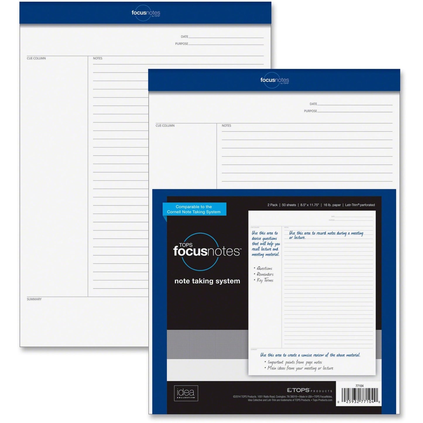Oxford 8-1/2 x 11-3/4 Inches, Cornell Rule Legal Ruled Writing Pad (77104) ,50 sheets per pad; pack of 2 pads