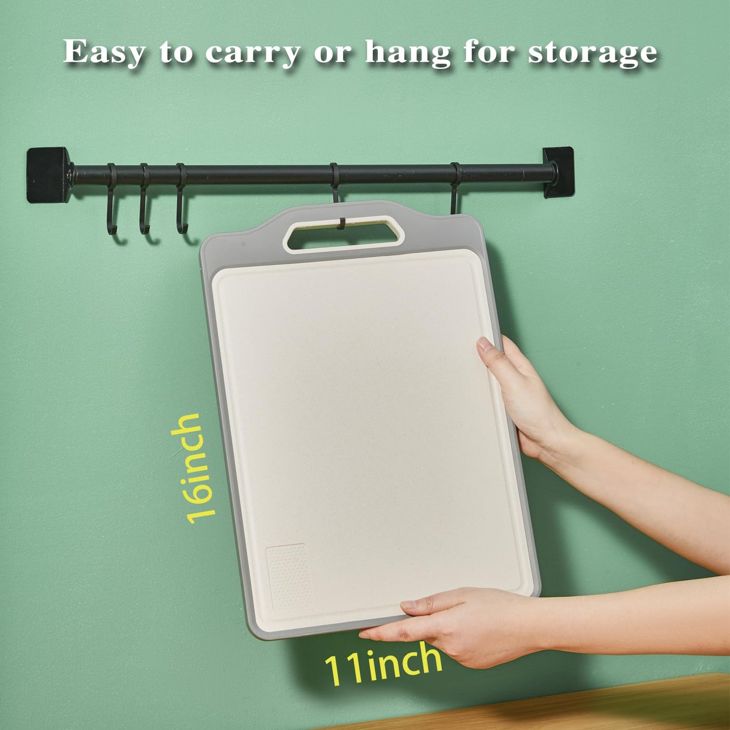 Stainless Steel Cutting Boards For Kitchen,Double Sided Cutting Board With Handle,Stainless Cutting Board And Wheat Straw Chopping Board With Juice Troughe,Kitchen Chopping Board Easy To Clean