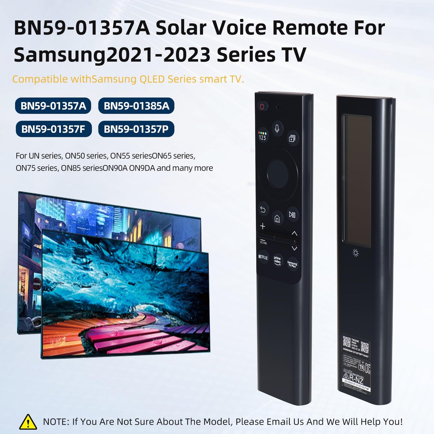 BN59-01357A Solar Voice Remote fit for Samsung QLED Series Smart TV Also BN59-01357F BN59-01357P Voice Remote Control Full Function Replacement