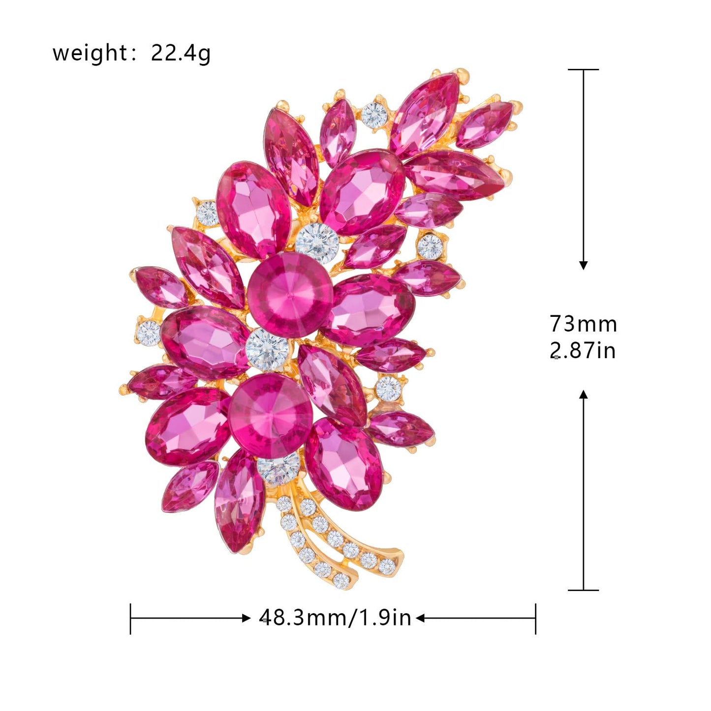 LAXPICOL Vintage Pink Austrian Crystal Flower Leaf Bouquet Clusters Large Big Brooch Pin For Women Jewelry
