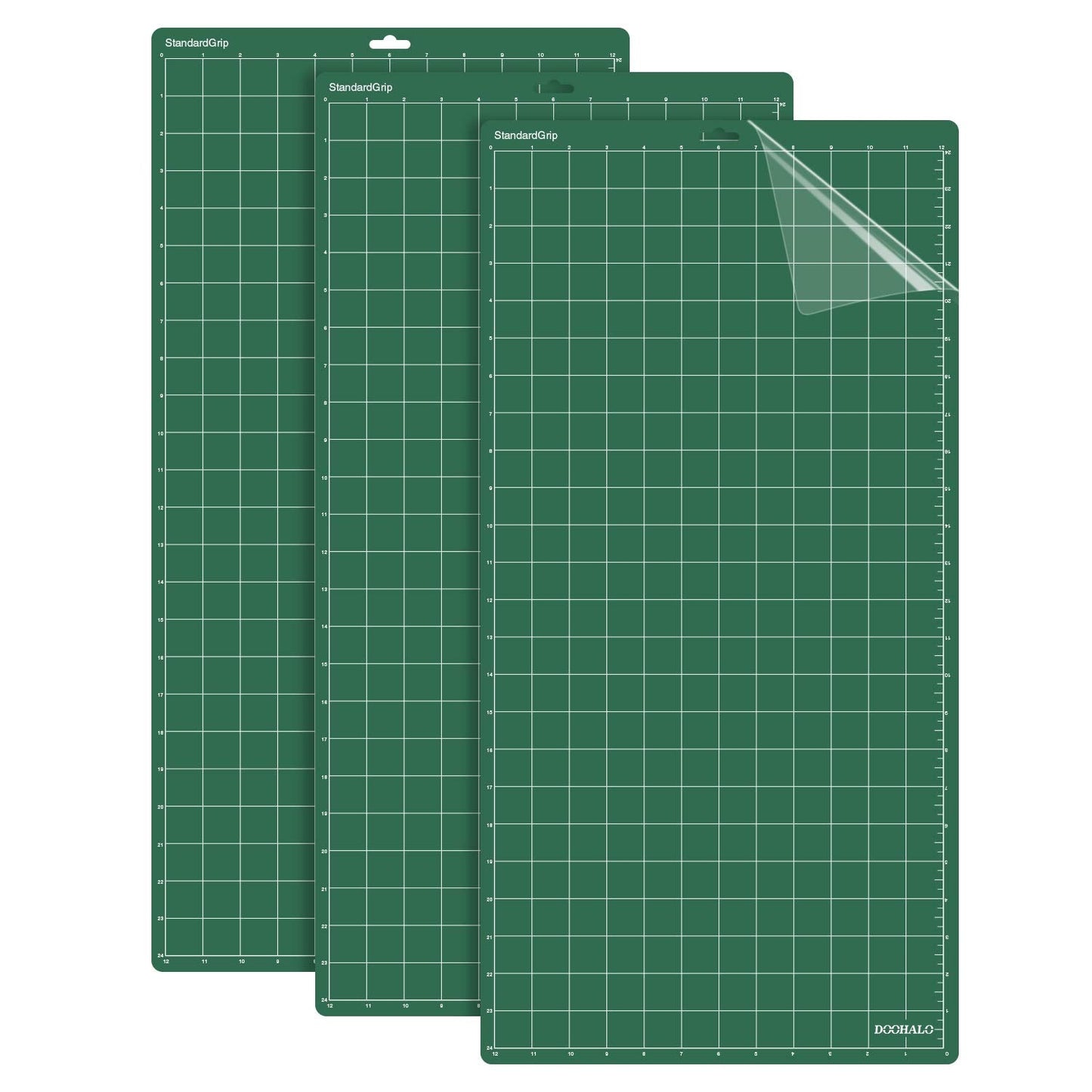 DOOHALO Cutting Mat Compatible with Cricut Explore Air2/One, Maker Smart Cutting Machine Expression 12 X 24 inch 3 Pack Replacement Adhesive Vinyl Mats Green Color Standard Grip Cutting
