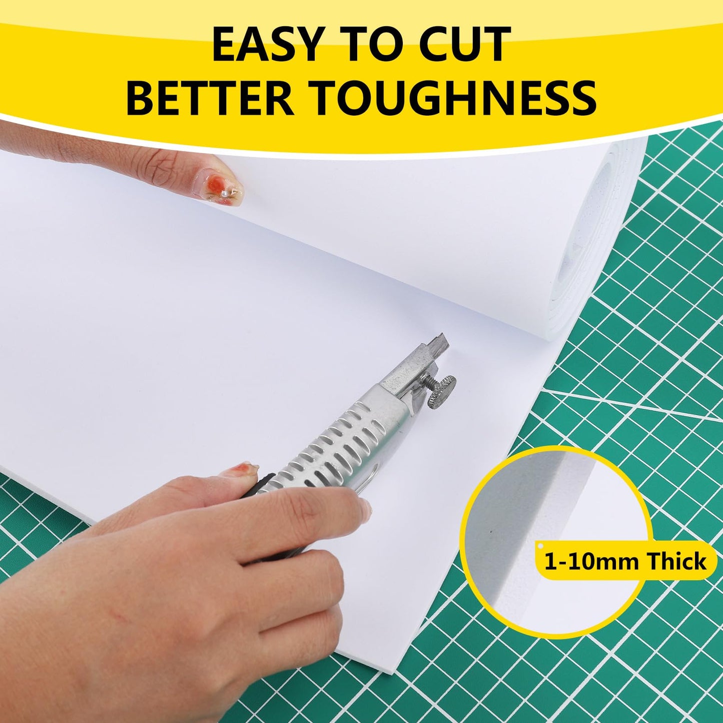 Do²ping White EVA Foam Sheet, 4mm Thick Foam Sheet for Cosplay, 59"x13.9" with High Density 86kg/m3 Eva Foam Roll for Art Craft Costume DIY Project (4mm White)