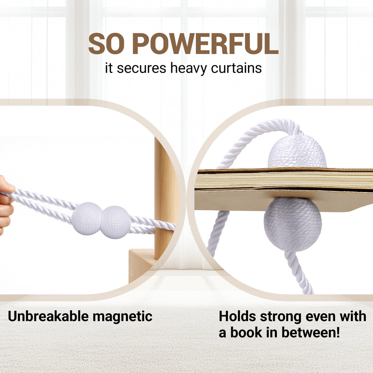 Magnetic Curtain Tiebacks White 4 Pack