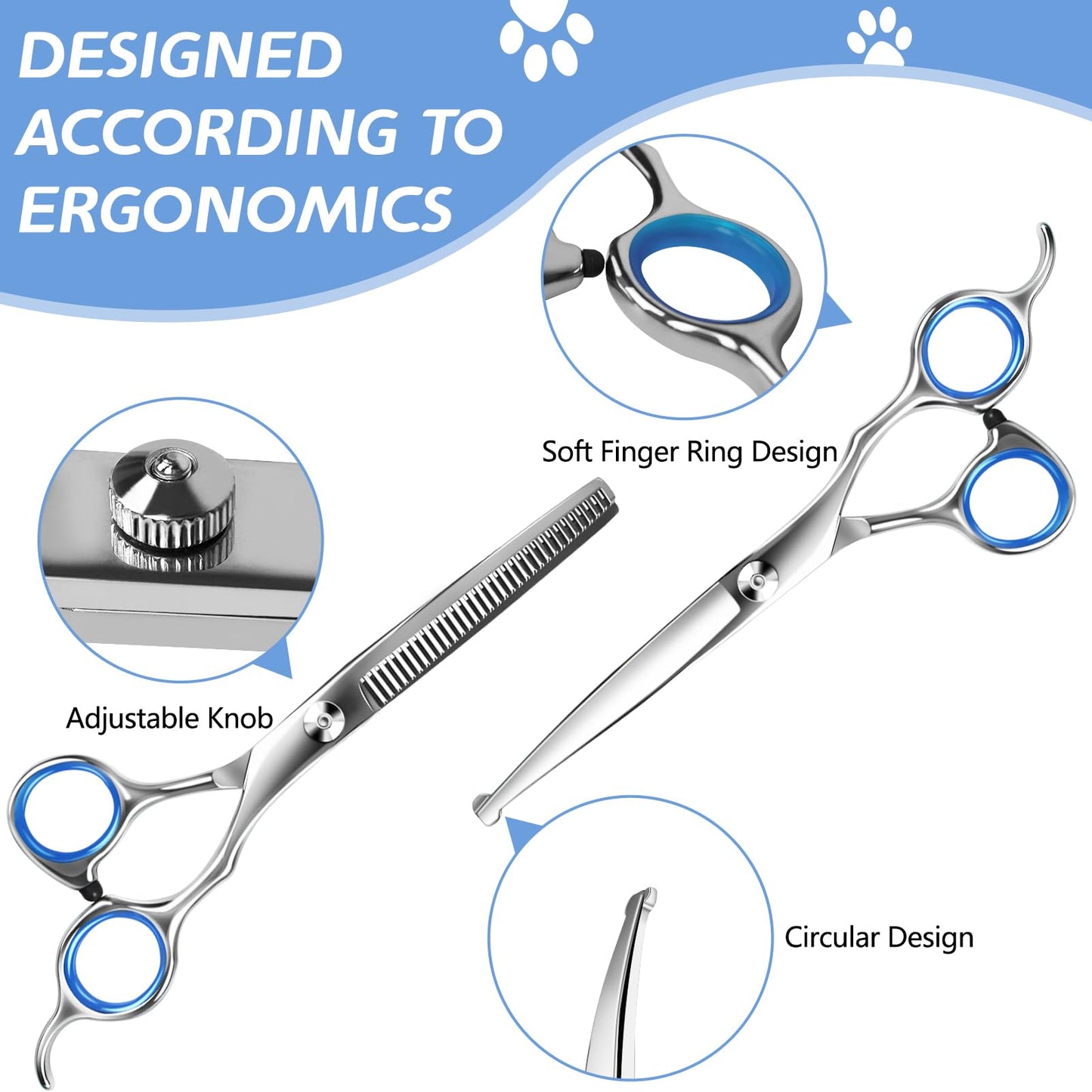 Niura 7 in 1 Professional Pet Grooming Kit - Grooming Scissors Kit Set for Dog & Cat