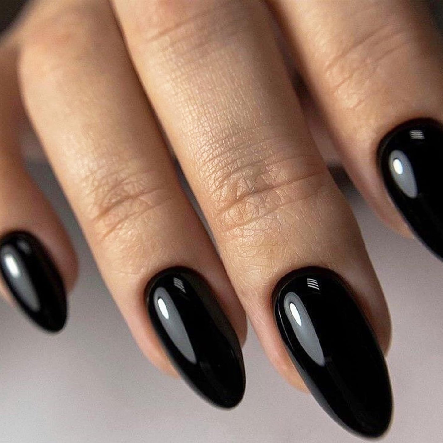 GLAMERMAID Press On Nails Almond with Press on Toenails Sets,Black Nude Glossy 48 Pcs Toenails Press Ons,Hand and Toenails Sets for Women
