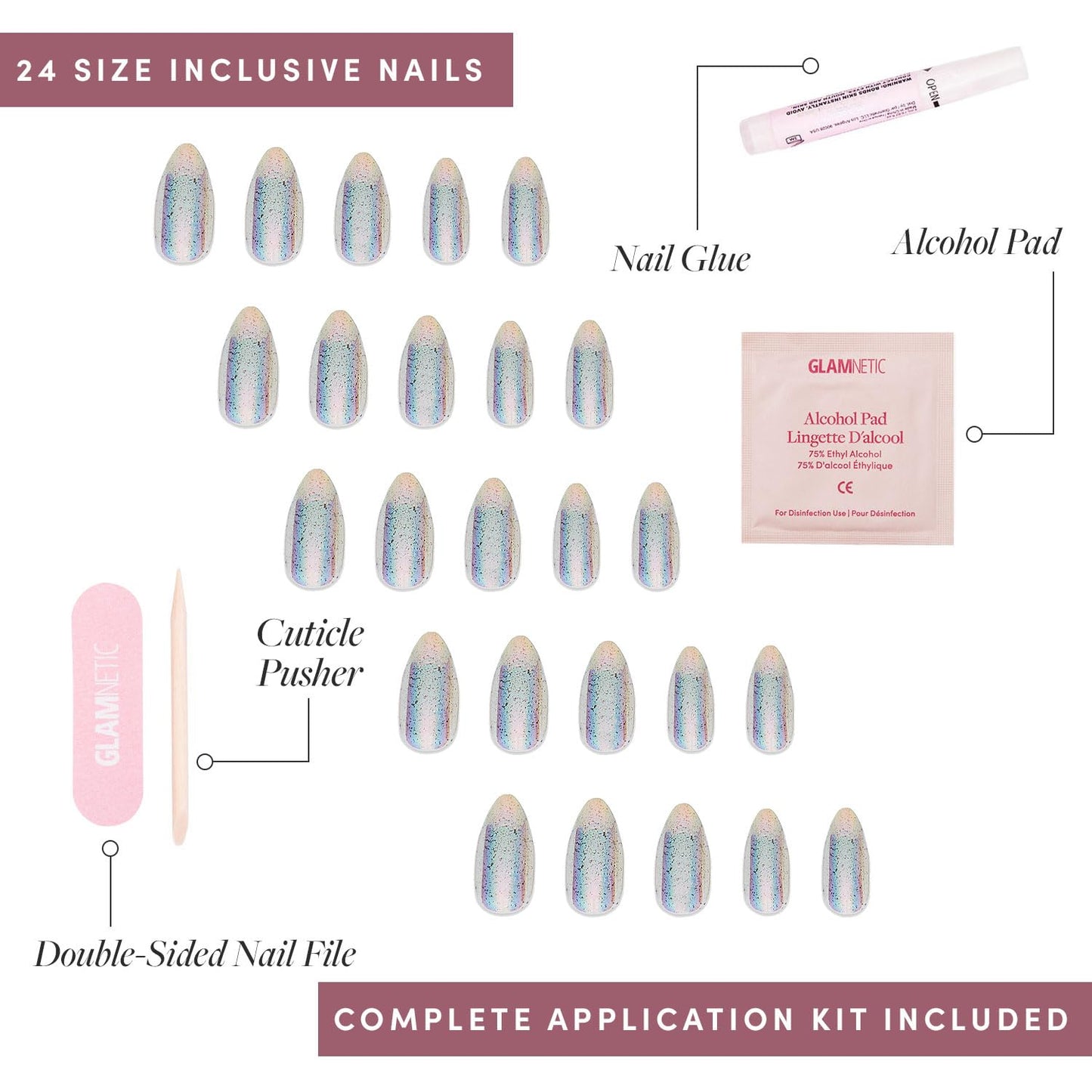 Glamnetic Press-On Nails Bundle - Stardust & Fairy Dust | Short Oval Glossy Light Yellow Fake Nails | Short Oval Beige-Pink False Nails with a Metallic Finish | Reusable, Salon-Quality Nail Kits