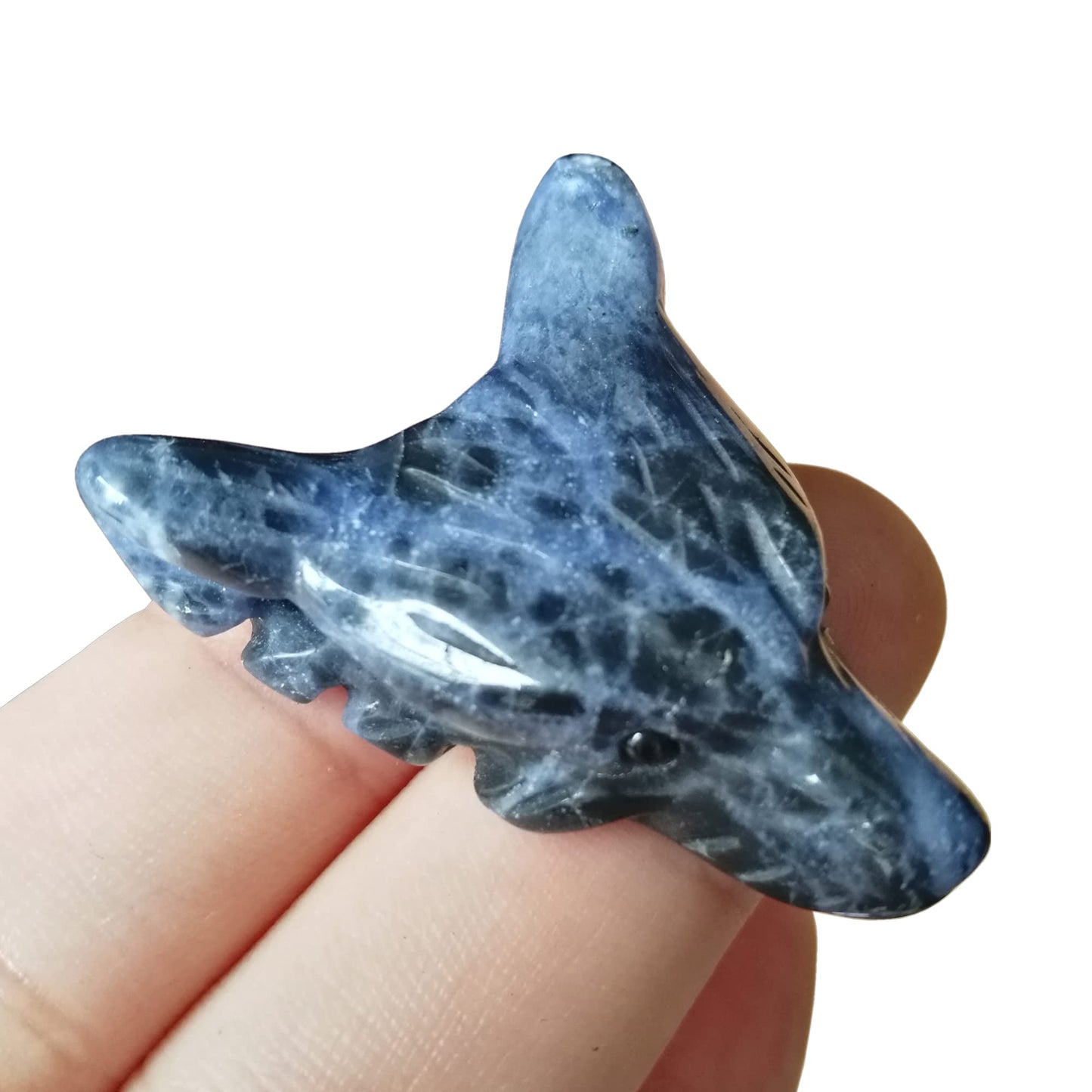 Bacatgem Natural Sodalite 1.37 inchs Wolf Head Pocket Crystals and Healing Stone Figurine,Haped DIY-Jewelry Pendant