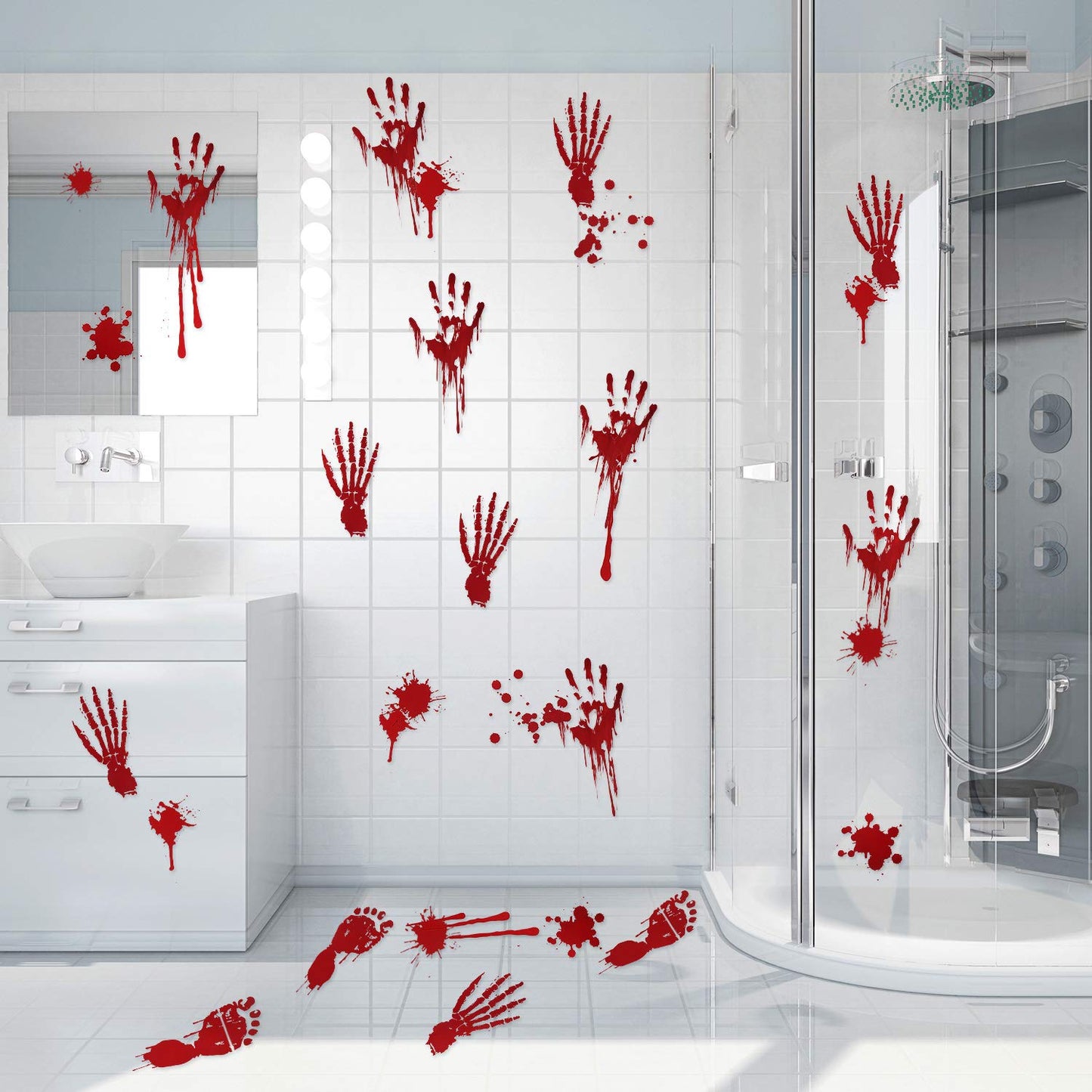 Outus 152 Pcs Halloween Stickers Footprints Window Floor Decal Splats Wall Stickers for Halloween Winter Holiday Party Decorations, 12 Sheets