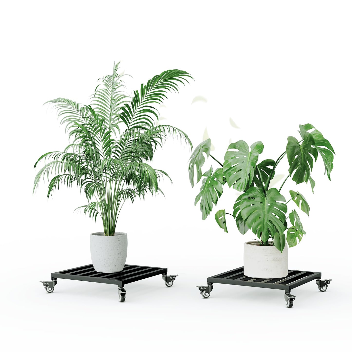 Zhongma 2 Pack 16" x16"x 3.5"H Square Plant Caddy with Wheels, Fully Assembled, Heavy Duty Construction, 300 Lbs Capacity, Load-Bearing Wheels with Brakes, No Installation Required