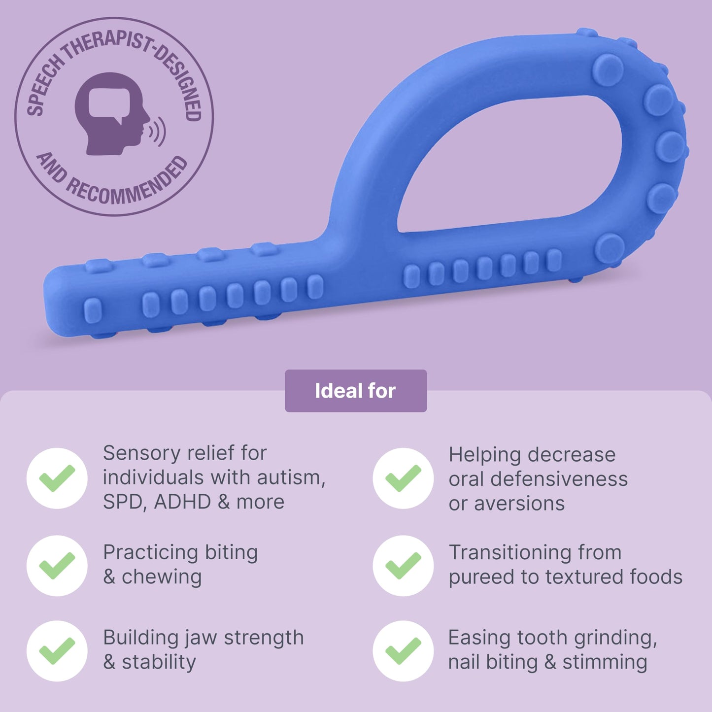ARK Textured Grabber® XXT Super Tough Sensory P Chew for Kids and Adults - Oral Motor Chewy Tool for Sensory Processing, Biting Chewing Therapy, Autism, Special Needs, or Any Need to Chew - Royal Blue