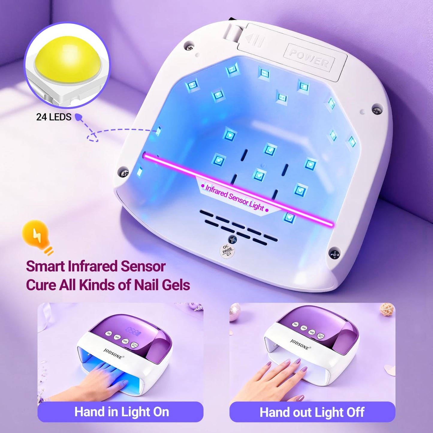 JODSONE Cordless LED Nail Lamp Rechargeable Portable with 4 Timers LCD Display Screen Nail Dryer Cure Light Suitable for Home and Salon﻿