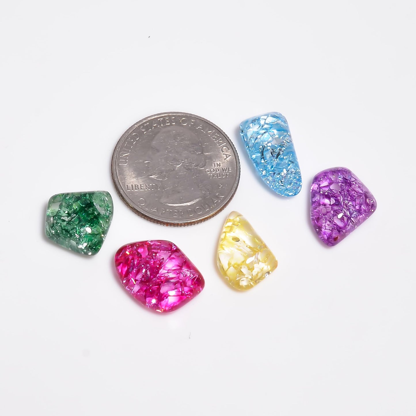 Yashee 5 PCS Natural Crackle Quartz, Mix Shape Tumble Loose Gemstone, Wholesale Bulk Cabochons, Jewelry Making Supply, Chakra Healing Stones, Wire Wrapping, DIY, Gem Collection