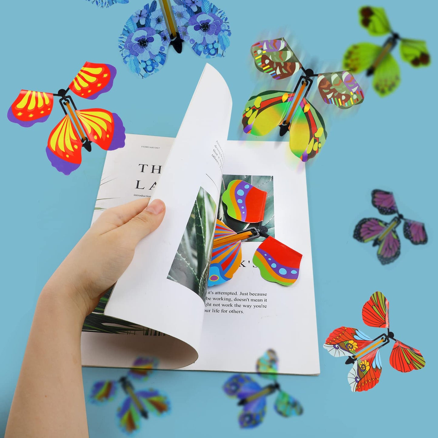 LOMIMOS 20PCS Flying Butterfly, Magic Wind Up Butterfly Toy Gift for Kids Surprise Explosion Box Wedding Birthday Party Book Greeting Card(20 Styles)