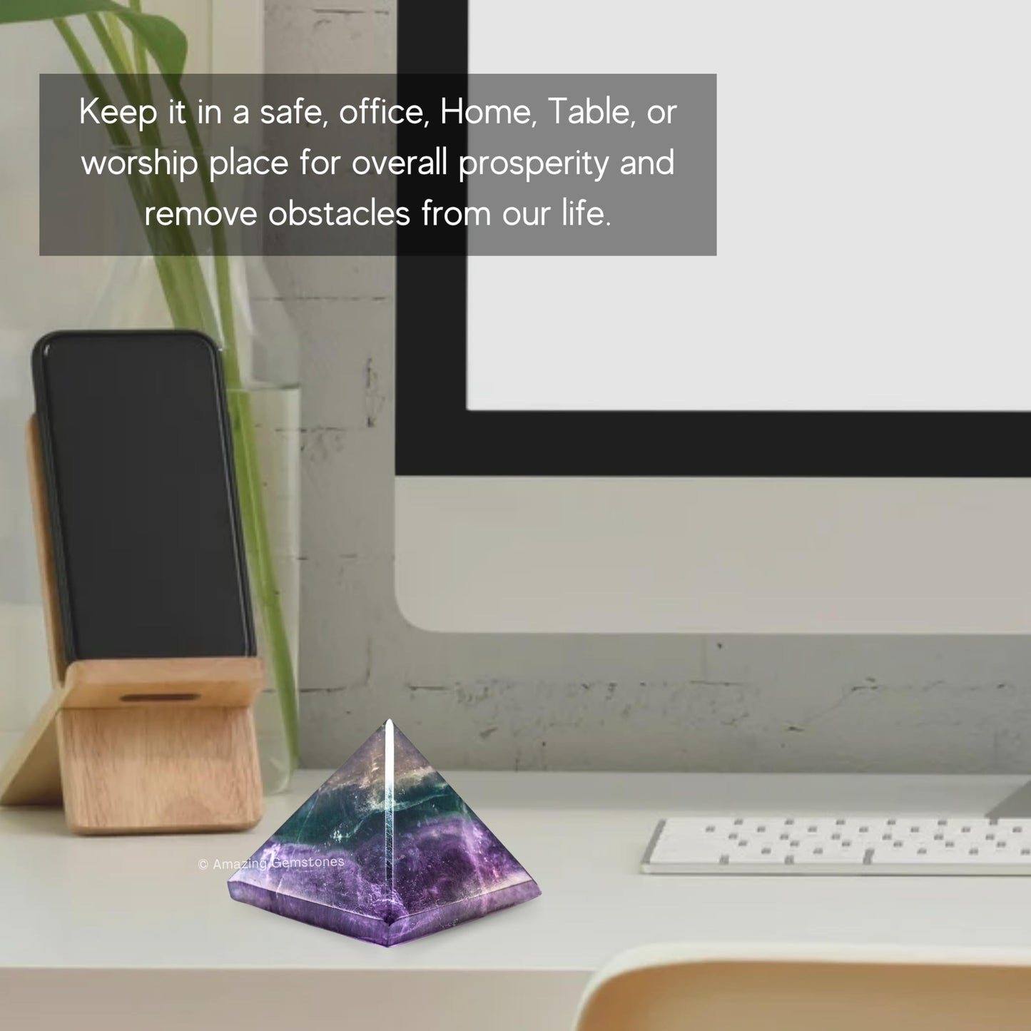 Amazing Gemstone Fluorite Pyramid Crystal Healing Stones - 2" Great Pyramid Figurine of Natural Stone Pyramid for Meditation, Reiki, Chakra Balancing and Crystal Pyramids Grid