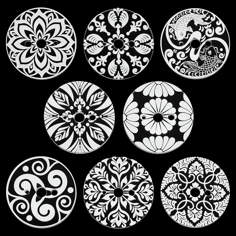 BENECREAT 8PCS Acrylic Spinning Control Tool, 2.2inch Flat Round Whorl Drop Spindle Kit Diz for Roving Felting, Crochet and General Crafts, Hole: 5mm and 2.5mm and 8mm