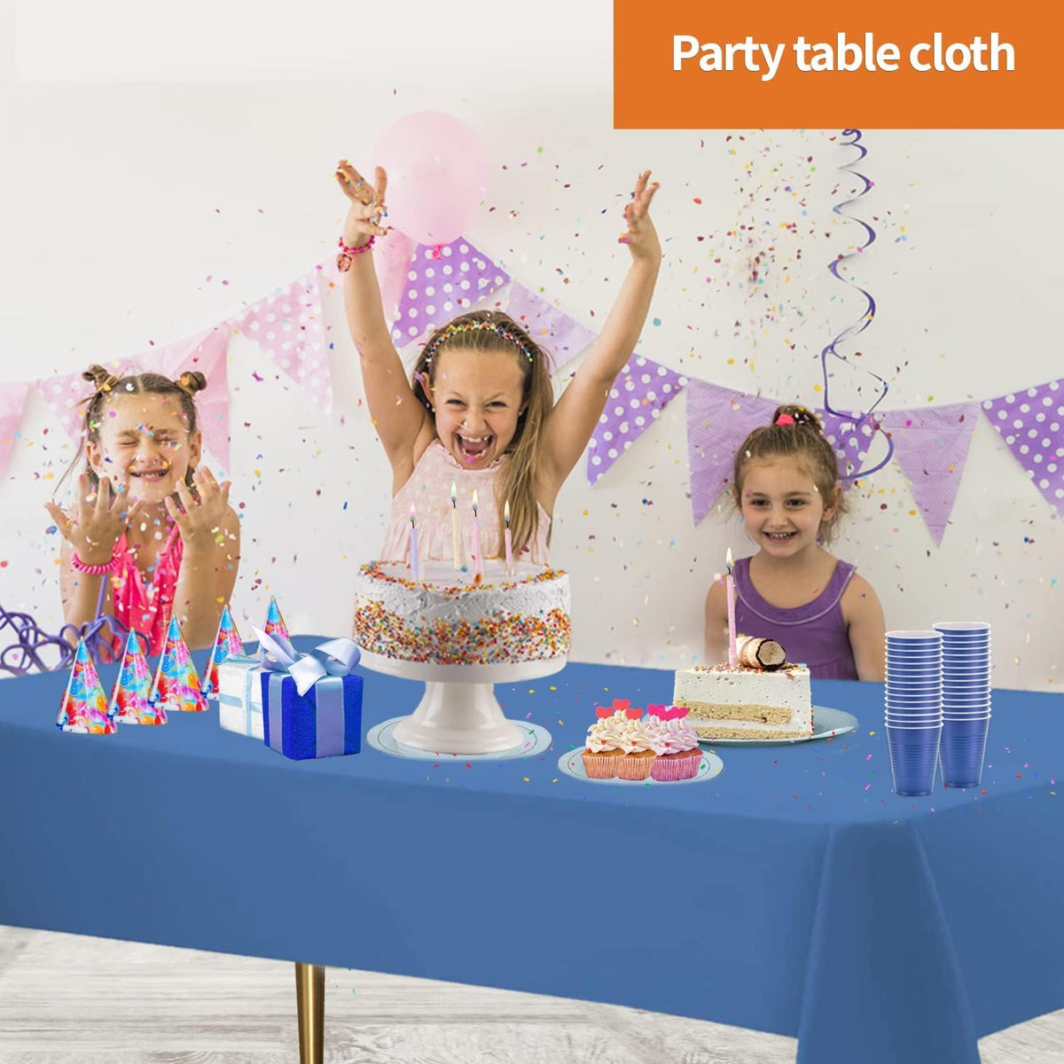 Blue Disposable Plastic Tablecloth for Rectangle Tables (48 Pack) Premium Decorative Table Cloths for Parties, Events & Weddings, Indoors & Outdoors, 54 x 108 inches