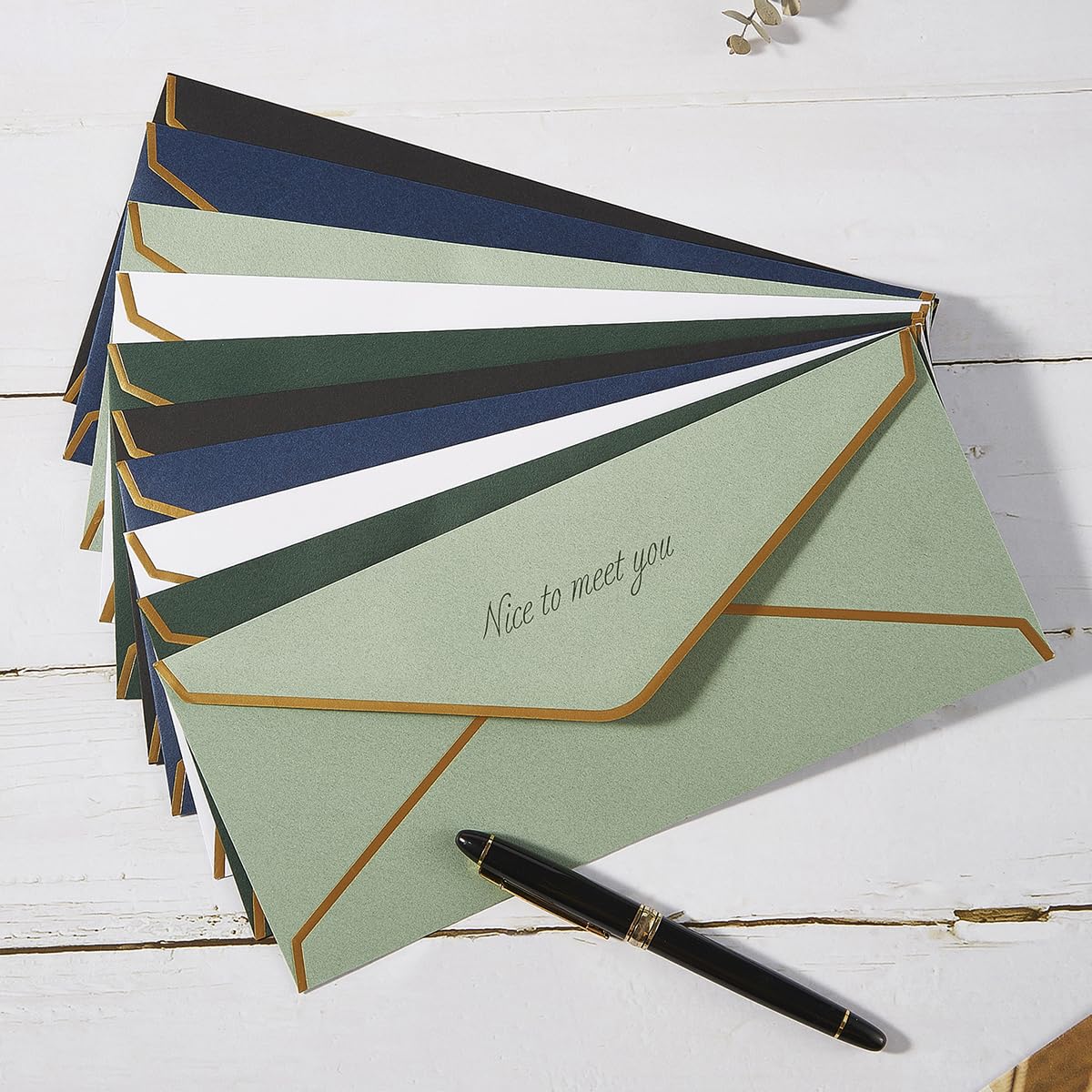 100 Pack #10 Business Envelopes with Gold Border, Self Seal Standard Envelopes with Gold Stickers for Office, Checks, Letter Mailing, Invoices, 4 1/8 x 9 1/2 Inches (Navy Blue)
