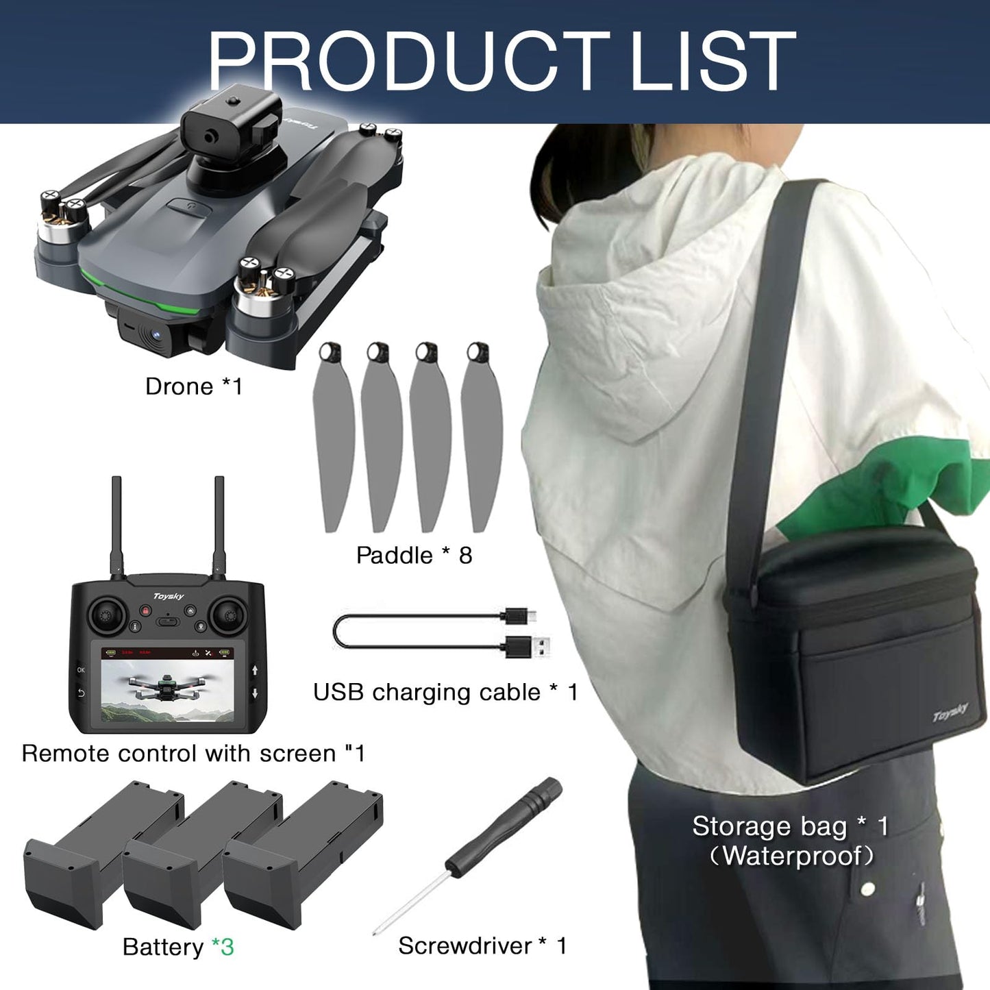Drone with Camera 4k, HD Drones for Adults, Remote Controller with Screen,Foldable Portable Quadcopter, Obstacle Avoidance, Brushless Motor FPV
