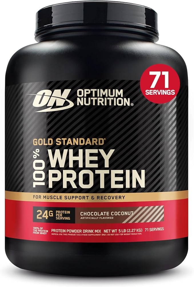 Optimum Nutrition Gold Standard 100% Whey Protein Powder, Chocolate Coconut, 5 Pound (Packaging May Vary)