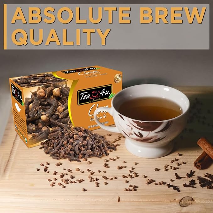 Tea4U Flavored Black Ceylon TeaBags (Clove) - Ideal Quality from Sri Lanka's Finest Leaves and Expertly Blended - 25 Count