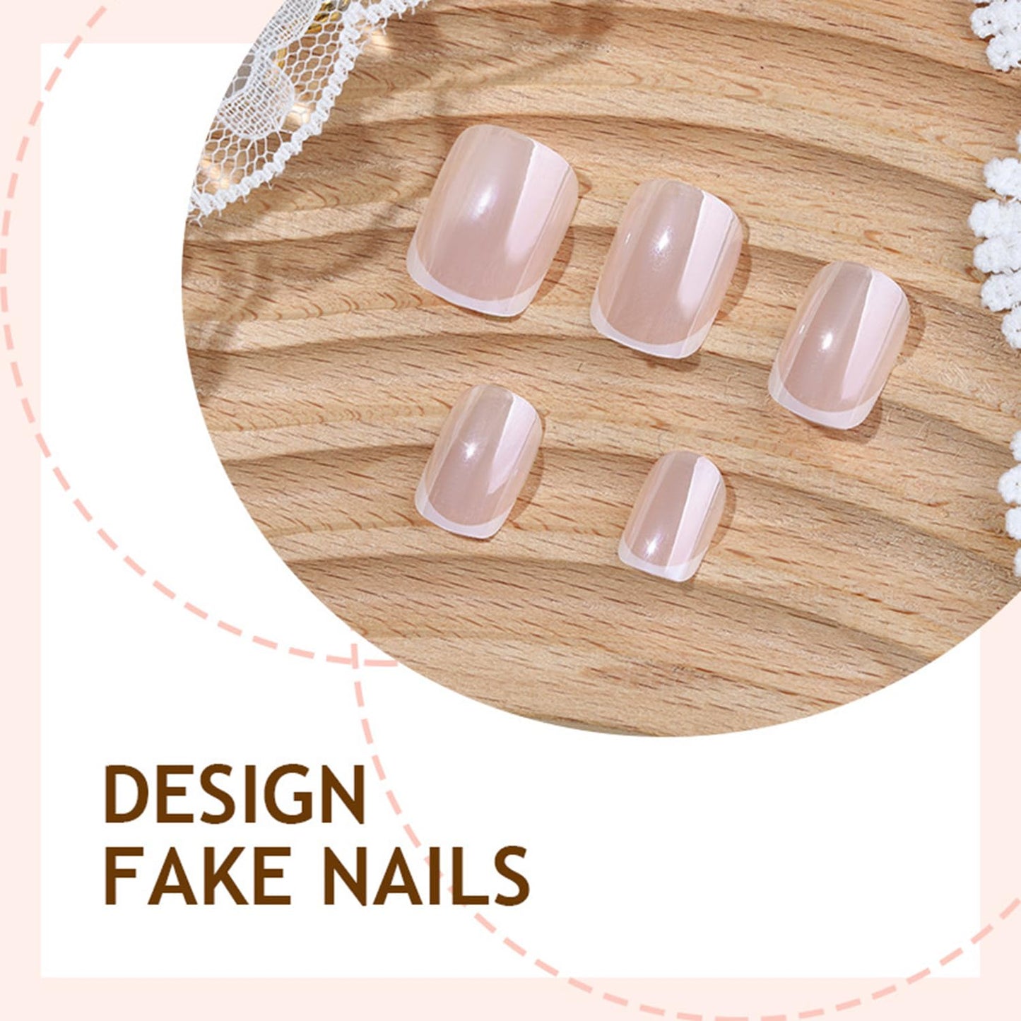 Vopintpy White French Tip Chrome Press on Nails Short Square Fake Nails with Design Glossy Acrylic Glue on Nail Reusable Full Cover Artificial Stick on Nail for Women DIY Manicure