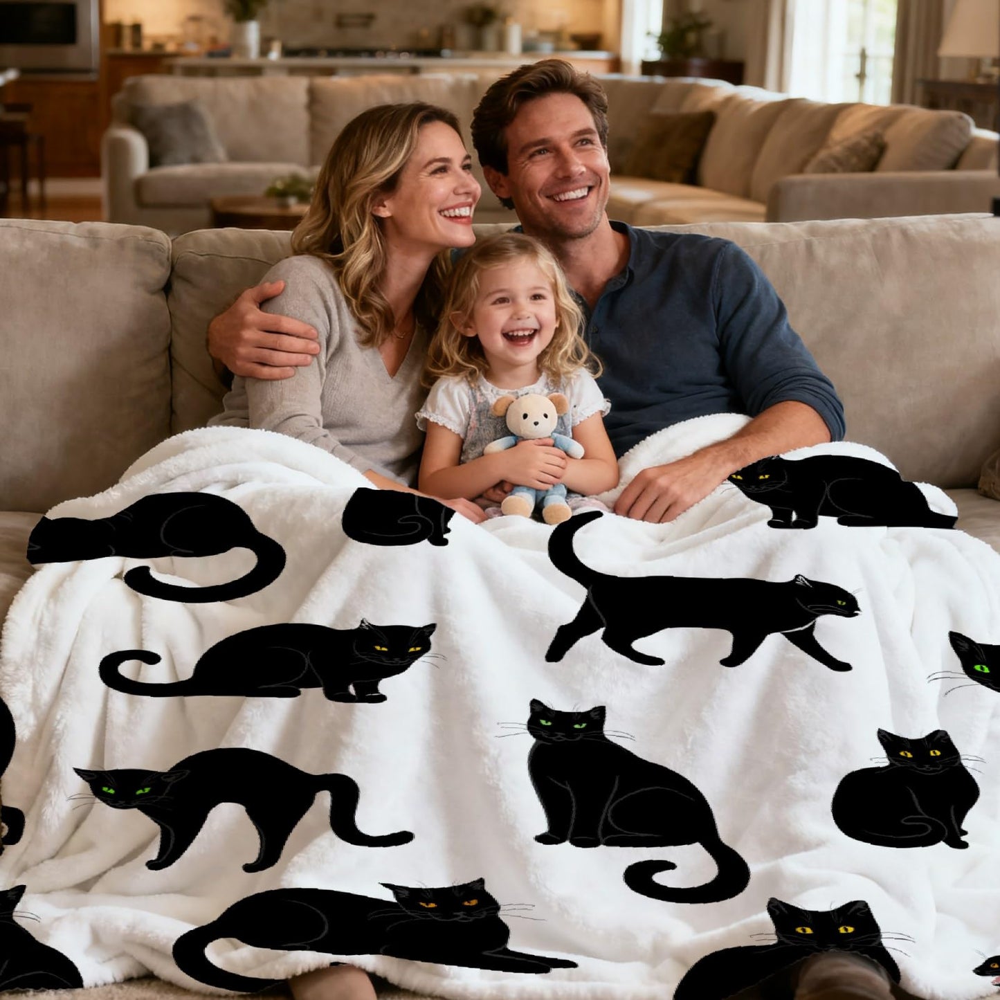Black Cats Blanket Throw Super Soft and Cozy Blankets for Home Decoration, Couch, Bed, Sofa 50"x40" Small for Kids for All Seasons