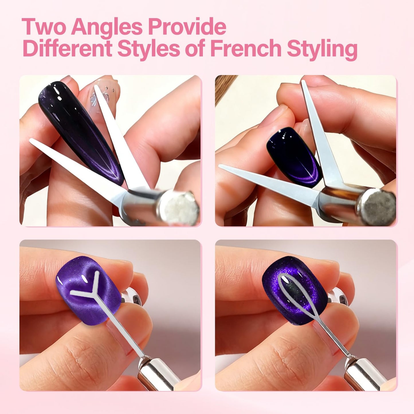 EBANKU Cateye Magnet Set for Nails, 5D Automatic U-Shaped Nail Art Magnet Tool with Ball Magnet, 3 IN 1 Magnets Pen Heart French Flower Black Hole Multi Effect Nail Art Designs Home DIY Salon Use